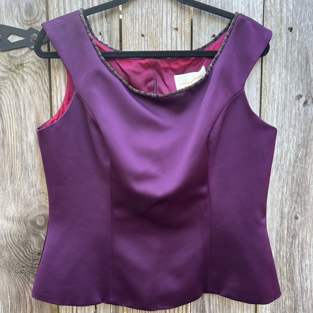 JEANNE ALEXANDER Purple Formal Beaded Top women’s 14